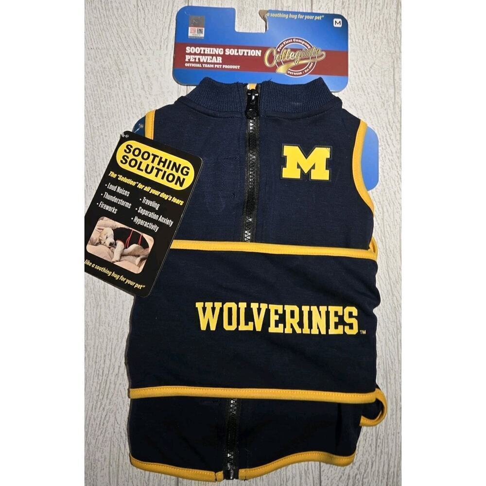 NCAA Michigan Wolverines Dog Anxiety Shirt Calming Soothing Vest MEDIUM Blue